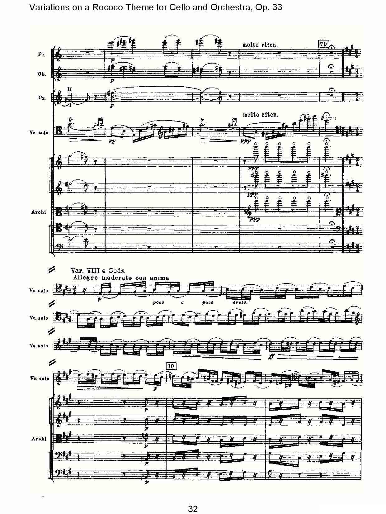 彼得·伊利奇·柴可夫斯基《大提琴与管弦乐洛可可主题a小调变奏曲, Op.33》提琴谱（第2页）