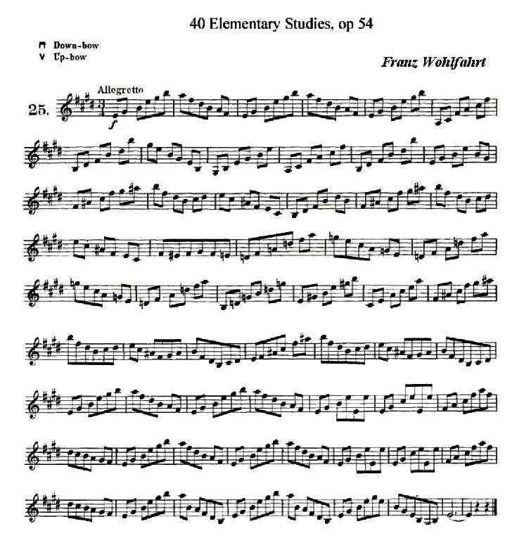 提琴乐谱曲谱 40首小提琴初级技巧练习曲之25