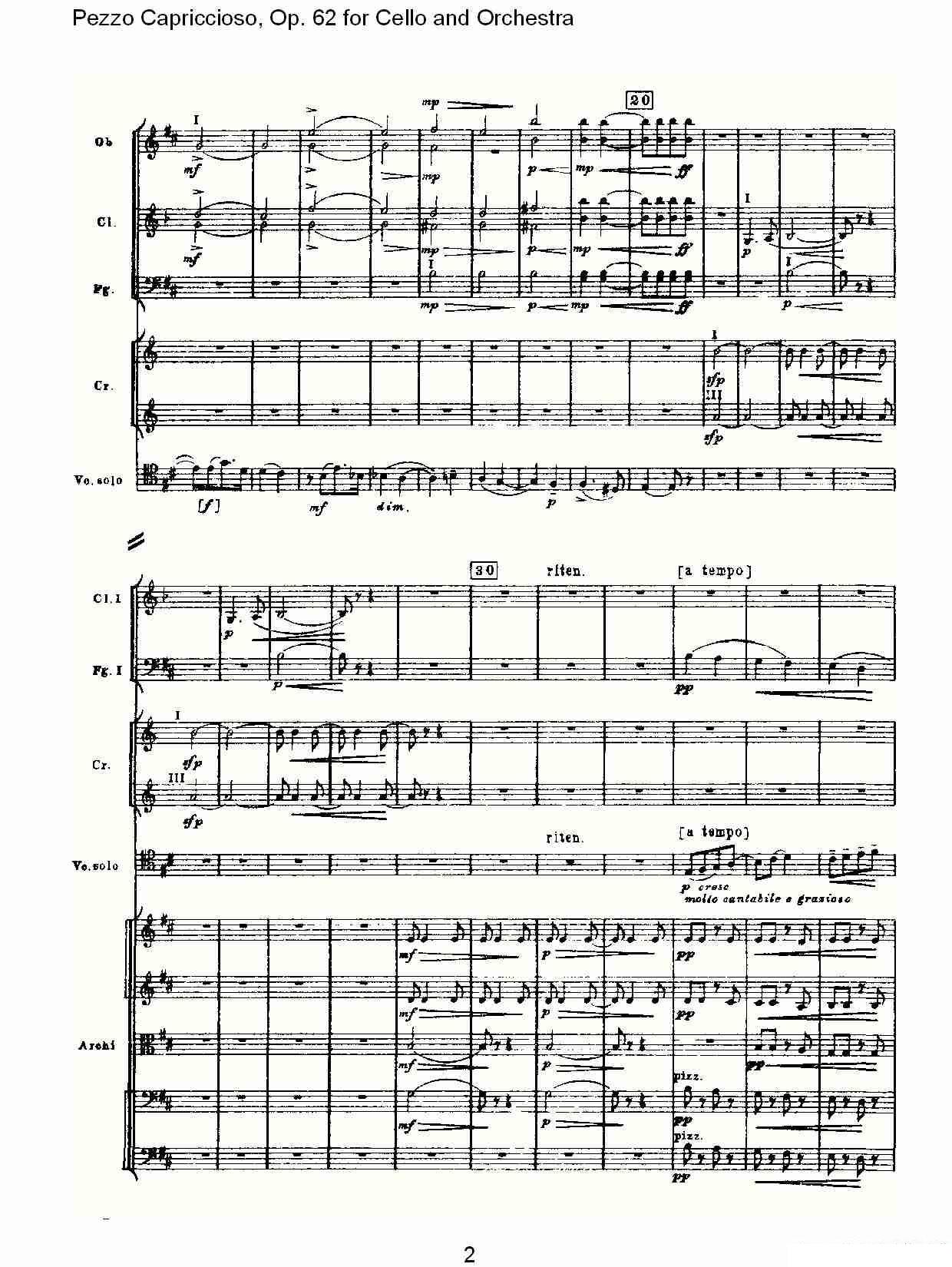 彼得·伊利奇·柴可夫斯基《Pezzo Capriccioso, Op.62》提琴谱（第2页）