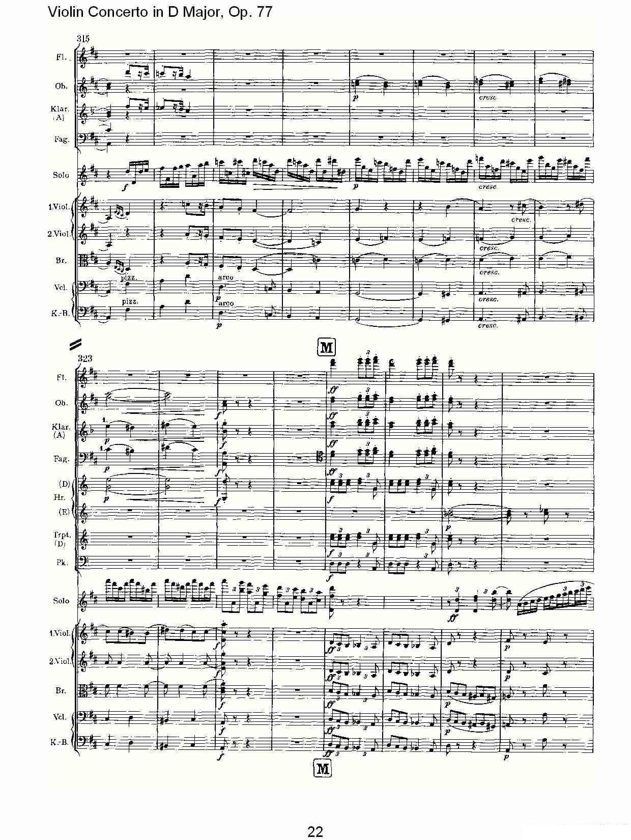约翰内斯·勃拉姆斯《D大调小提琴协奏曲, Op.77第三乐章》提琴谱（第22页）