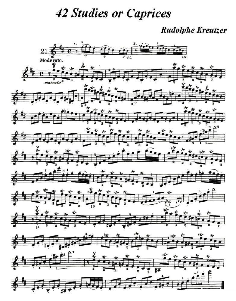 提琴乐谱曲谱 42首练习曲或隨想曲之21