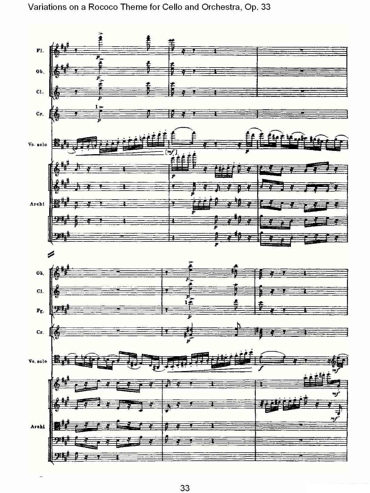 彼得·伊利奇·柴可夫斯基《大提琴与管弦乐洛可可主题a小调变奏曲, Op.33》提琴谱（第3页）