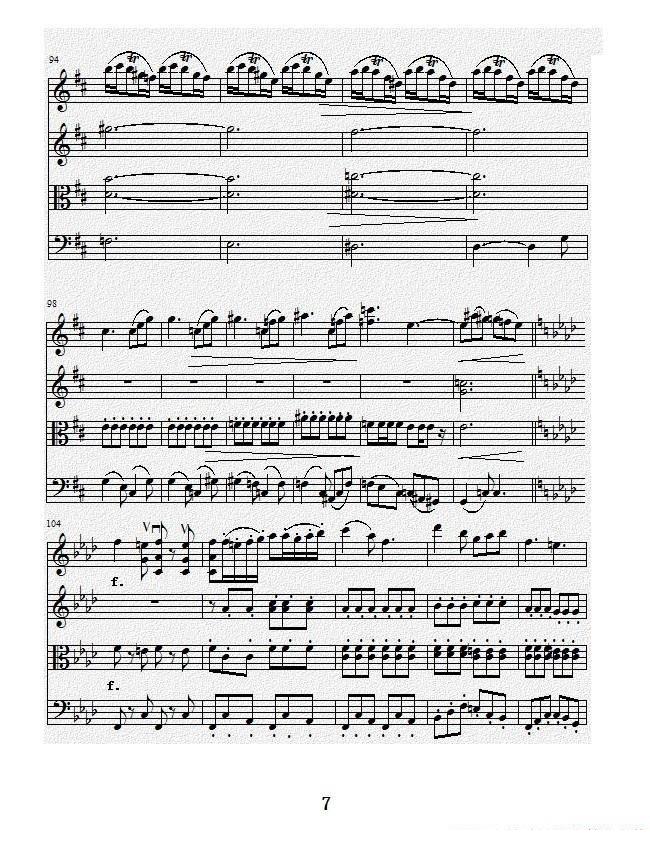 项道荣《No.1弦乐四重奏总谱》提琴谱（第7页）