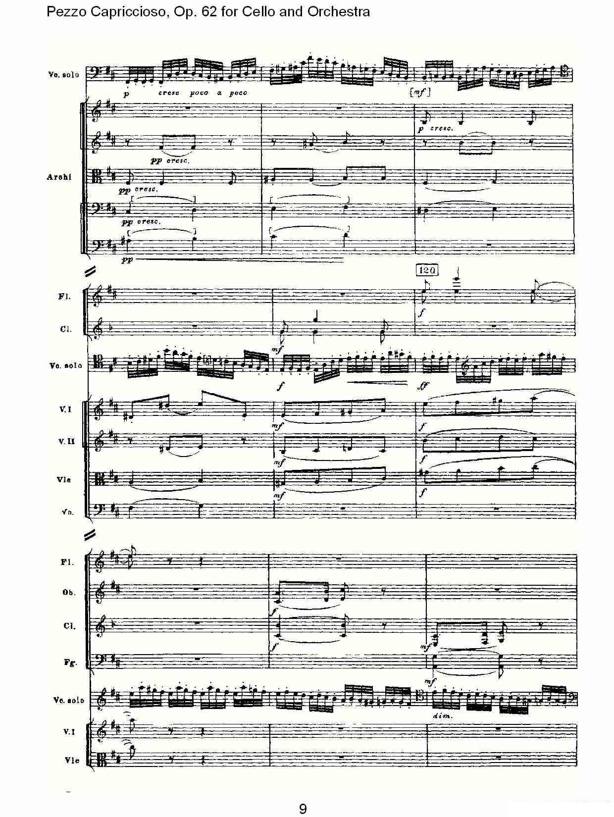 彼得·伊利奇·柴可夫斯基《Pezzo Capriccioso, Op.62》提琴谱（第9页）