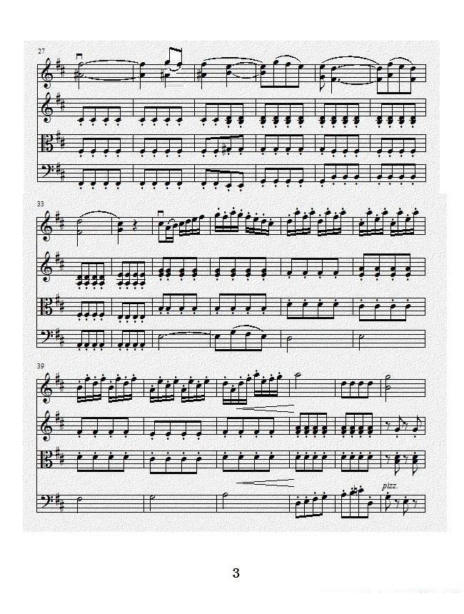 项道荣《No.1弦乐四重奏总谱》提琴谱（第3页）