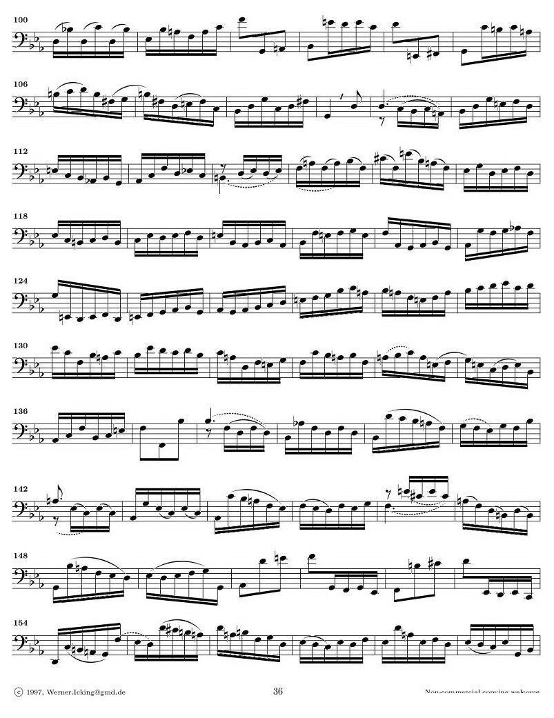 《巴赫无伴奏大提琴练习曲之五》提琴谱（第4页）