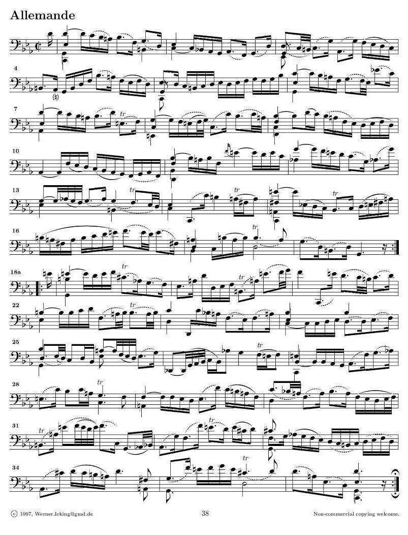 《巴赫无伴奏大提琴练习曲之五》提琴谱（第6页）