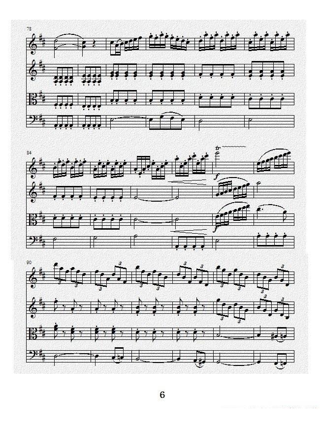 提琴乐谱曲谱 No.1弦乐四重奏总谱（第四乐章）