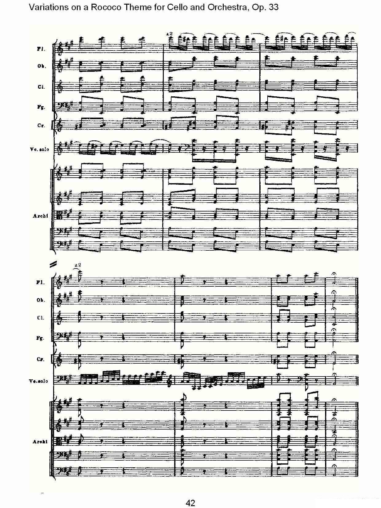 彼得·伊利奇·柴可夫斯基《大提琴与管弦乐洛可可主题a小调变奏曲, Op.33》提琴谱（第12页）