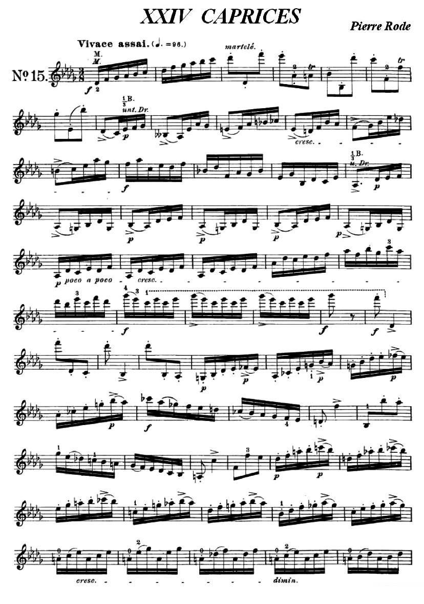 《24首小提琴练习曲之15  》提琴谱（第1页）