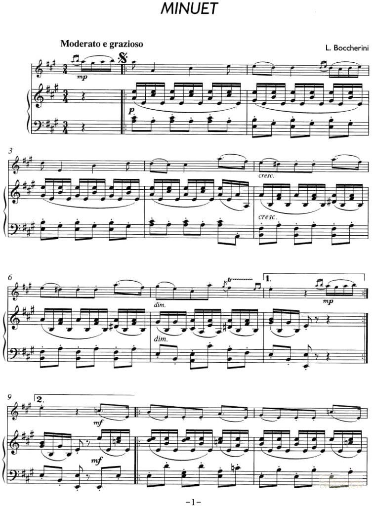 提琴乐谱曲谱 MINUET（小提琴+钢琴）