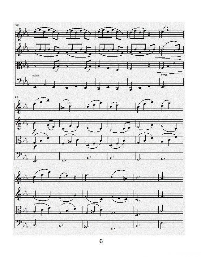 项道荣《No.1弦乐四重奏总谱》提琴谱（第6页）