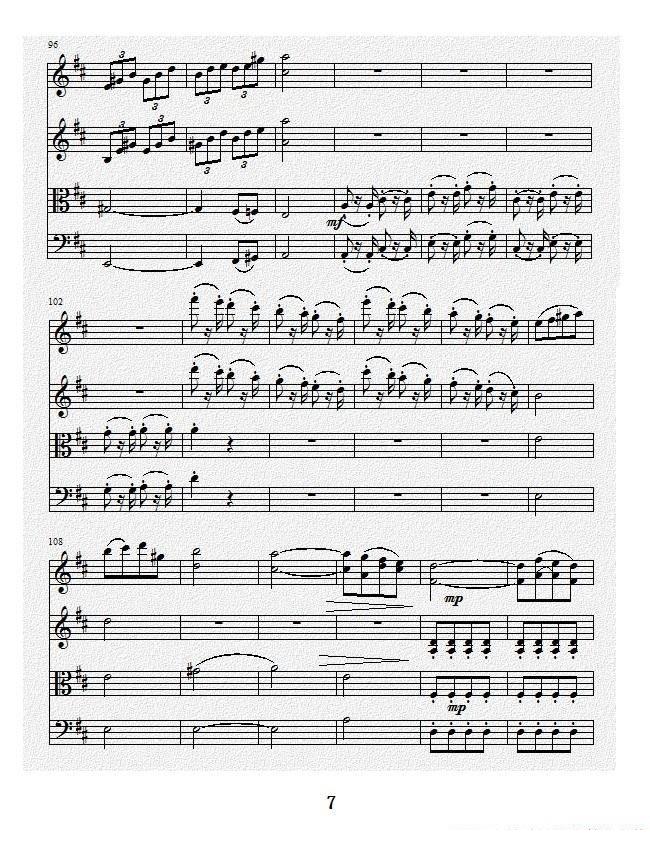 项道荣《No.1弦乐四重奏总谱》提琴谱（第7页）