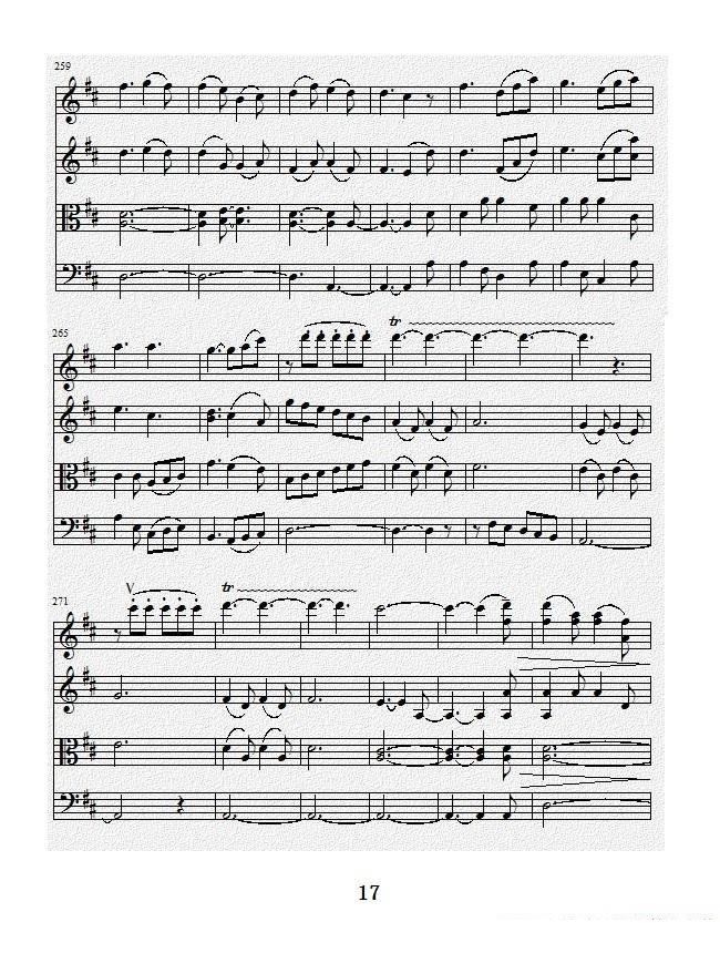 项道荣《No.1弦乐四重奏总谱》提琴谱（第17页）