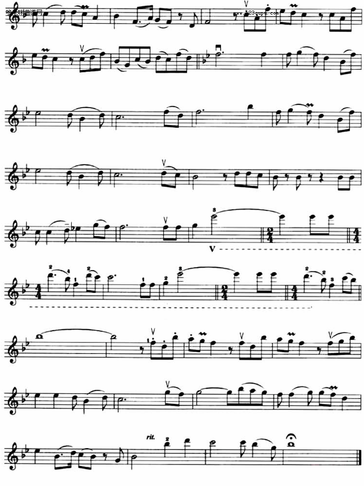 《太阳岛上》提琴谱（第2页）