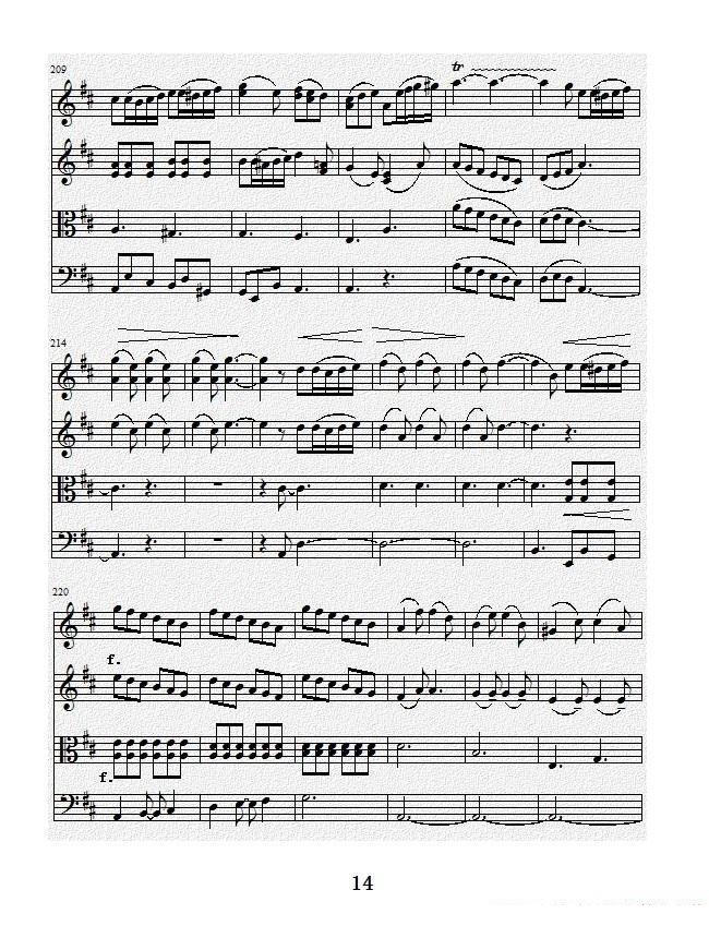 项道荣《No.1弦乐四重奏总谱》提琴谱（第14页）
