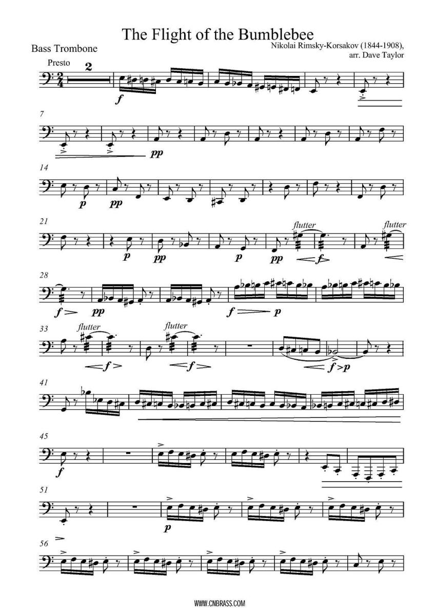 《野蜂飞舞》铜管乐谱（第1页）